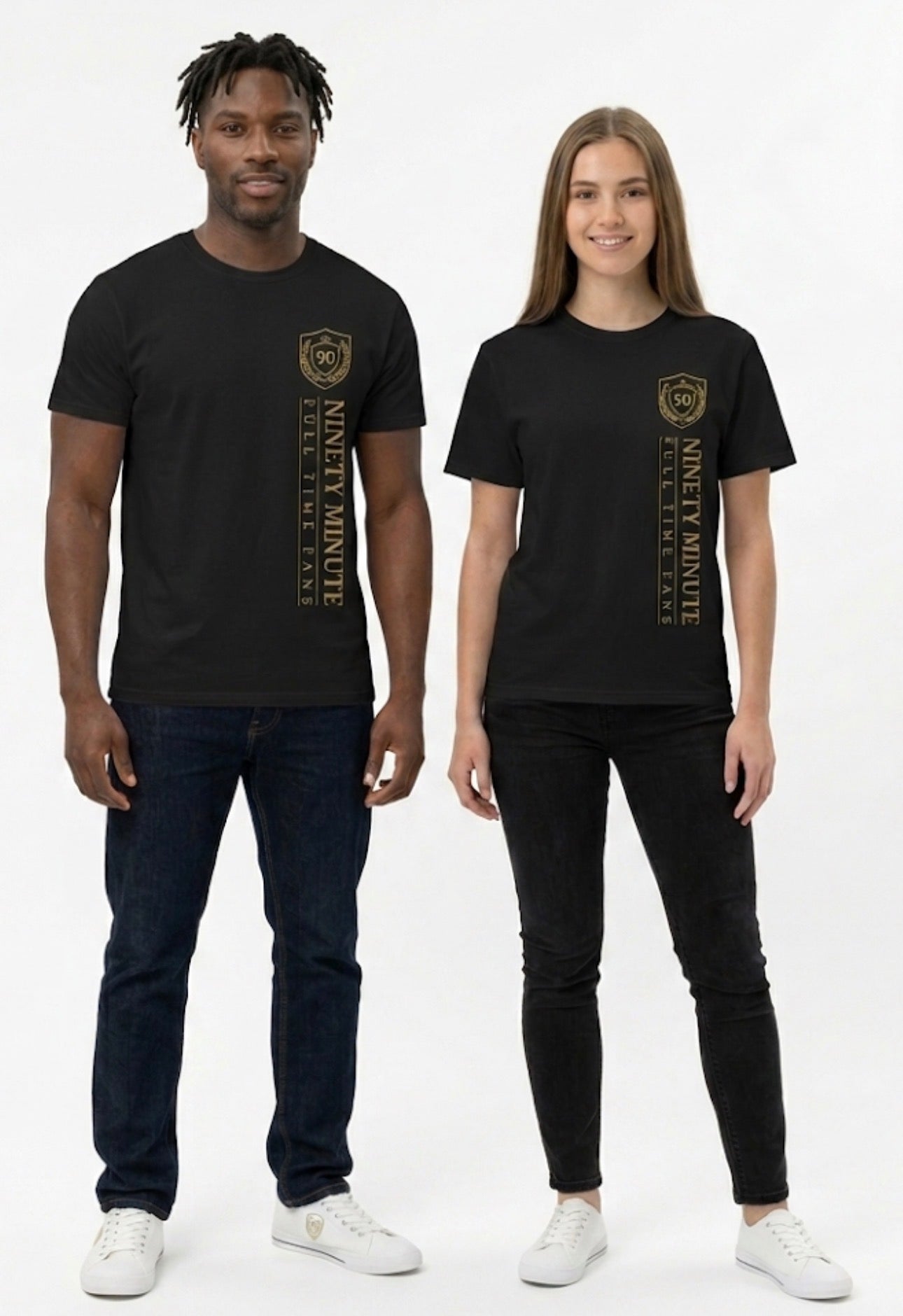 Ninety Minute Vertical Logo T-Shirt | Soccer Retro Crest Athletic Tee