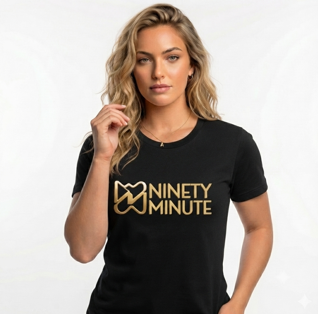 Ninety Minute Jersey Short Sleeve Tee – Women’s Large Wordmark (Black/White)