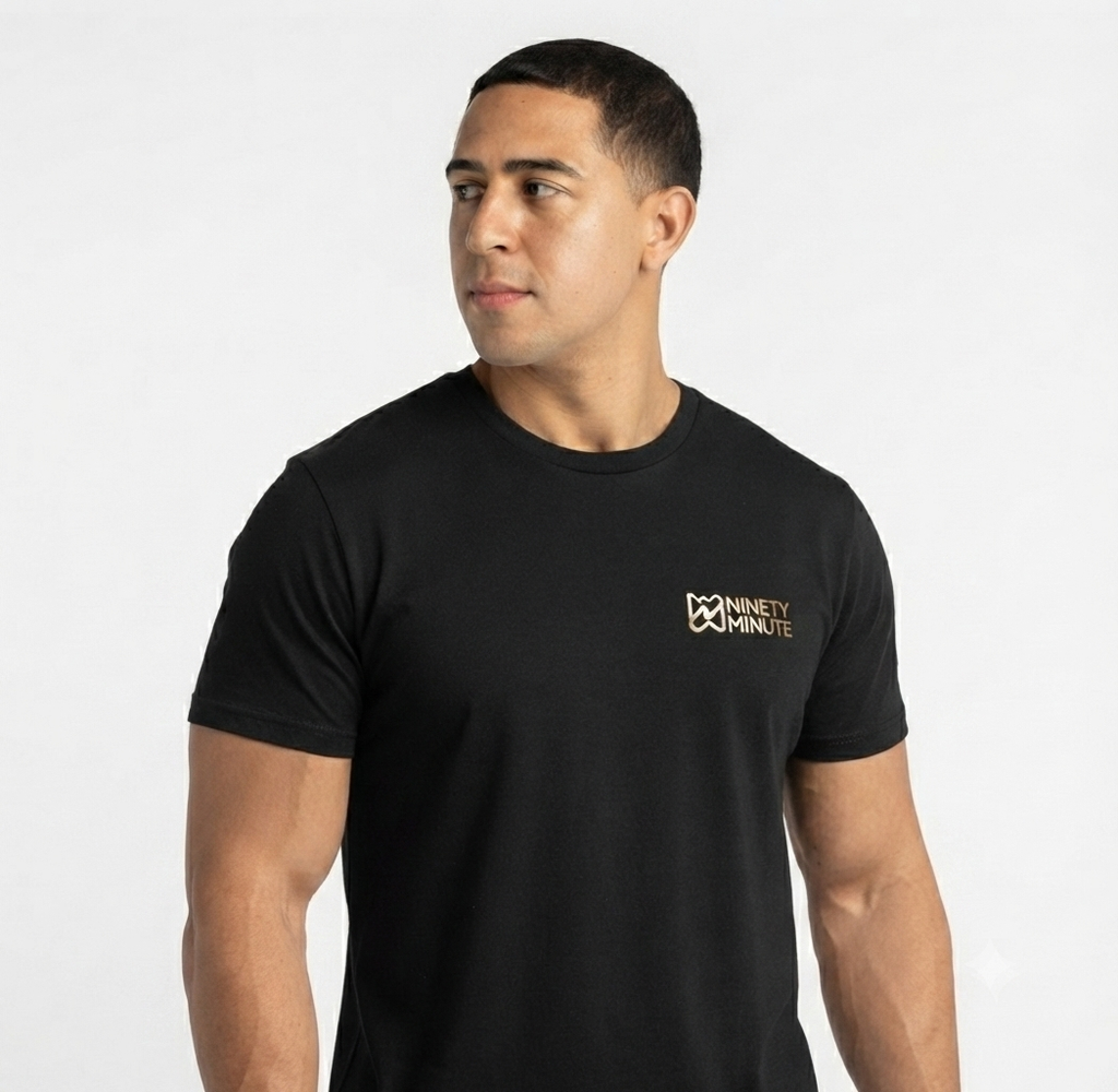 Ninety Minute Jersey Short Sleeve Tee – Men’s Small Wordmark (Black/White)