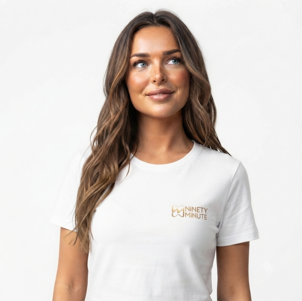 Ninety Minute Jersey Short Sleeve Tee – Women’s Small Wordmark (Black/White)