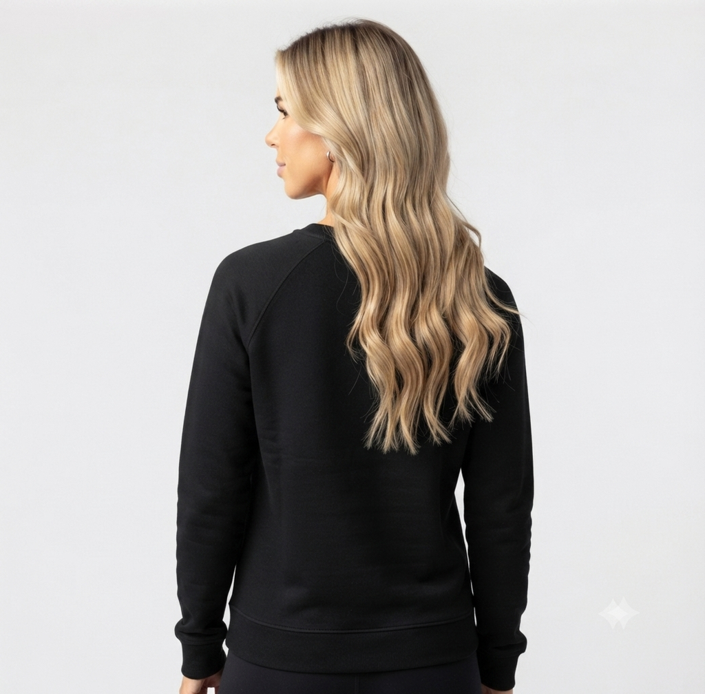 Ninety Minute French Terry Raglan Crewneck – Women’s Small Wordmark (Black)