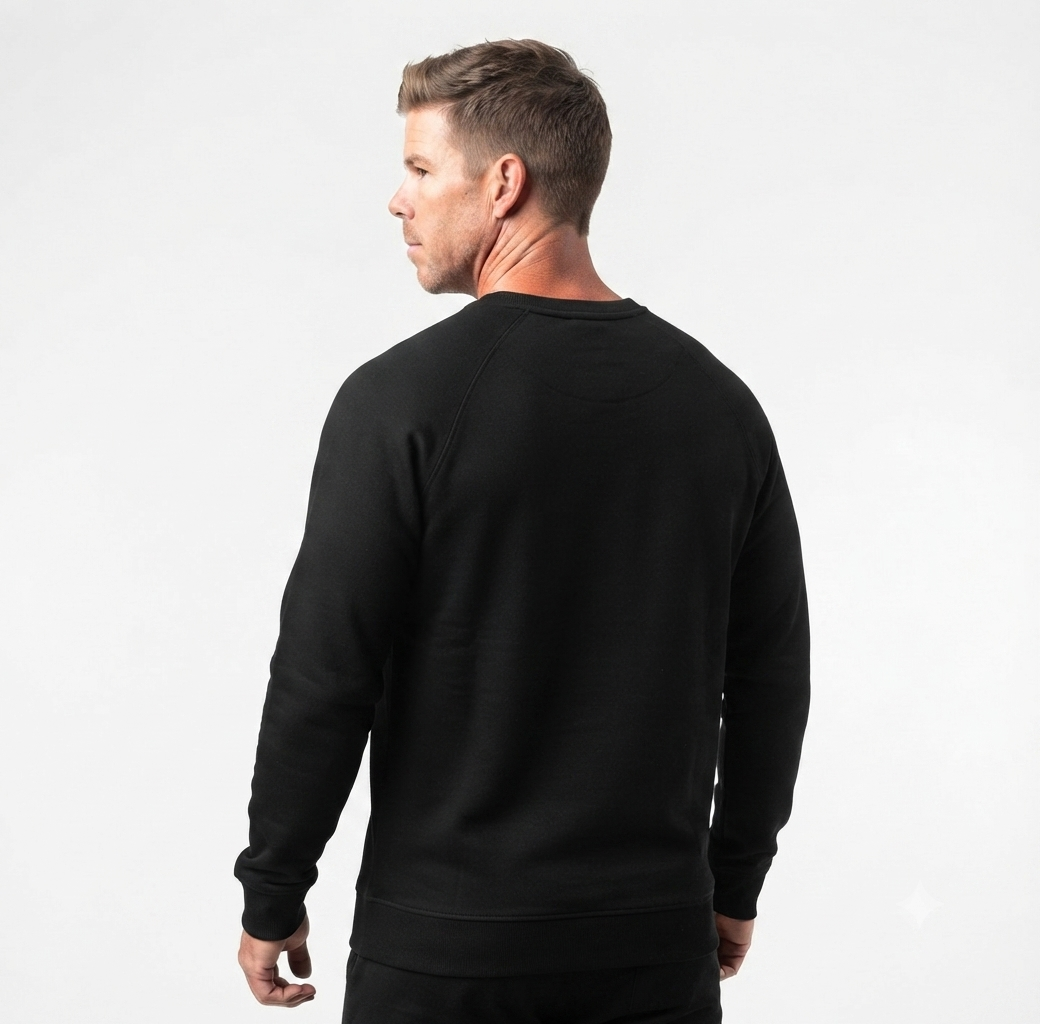 Ninety Minute French Terry Raglan Crewneck – Men’s Small Wordmark (Black)