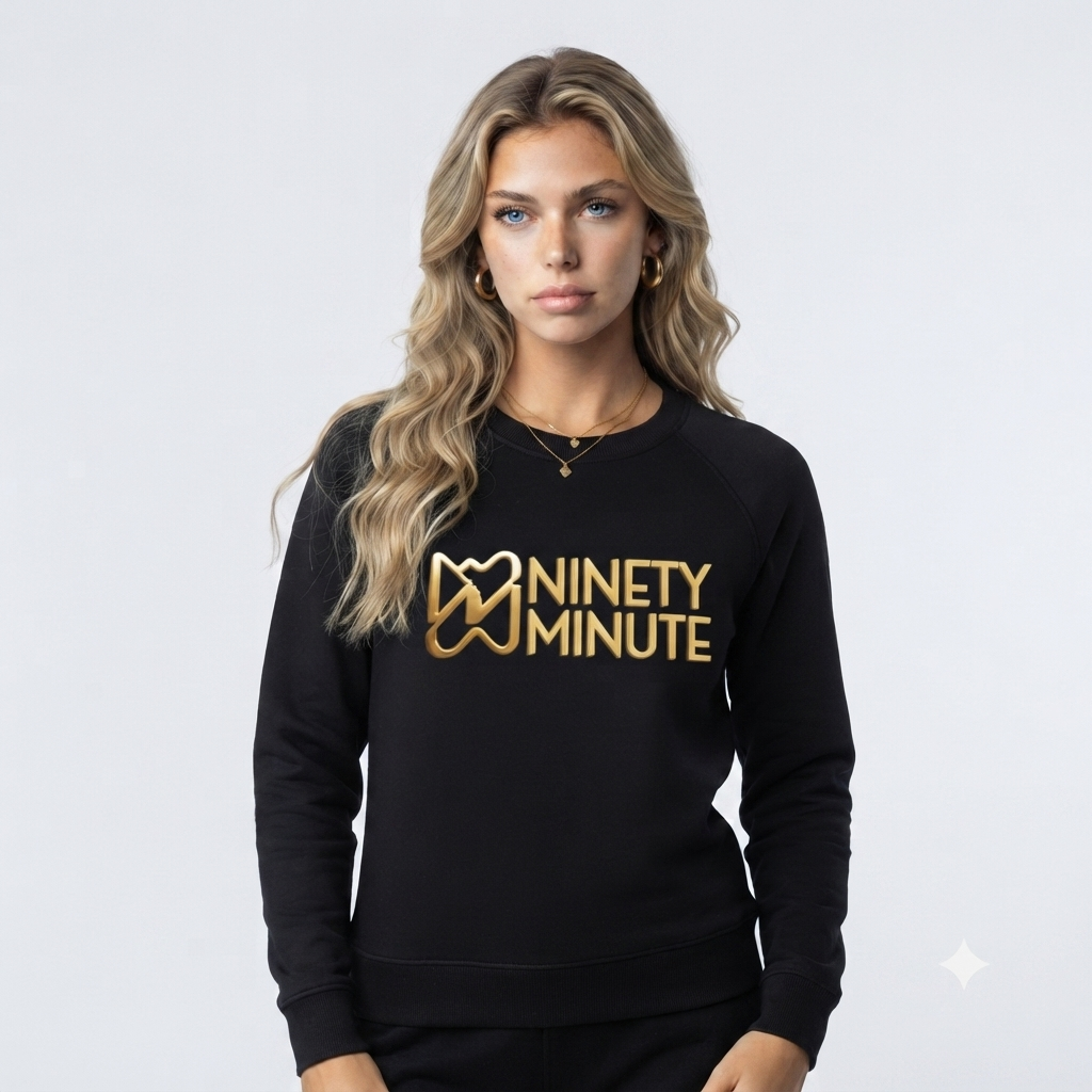Ninety Minute French Terry Raglan Crewneck – Women’s Large Wordmark (Black)