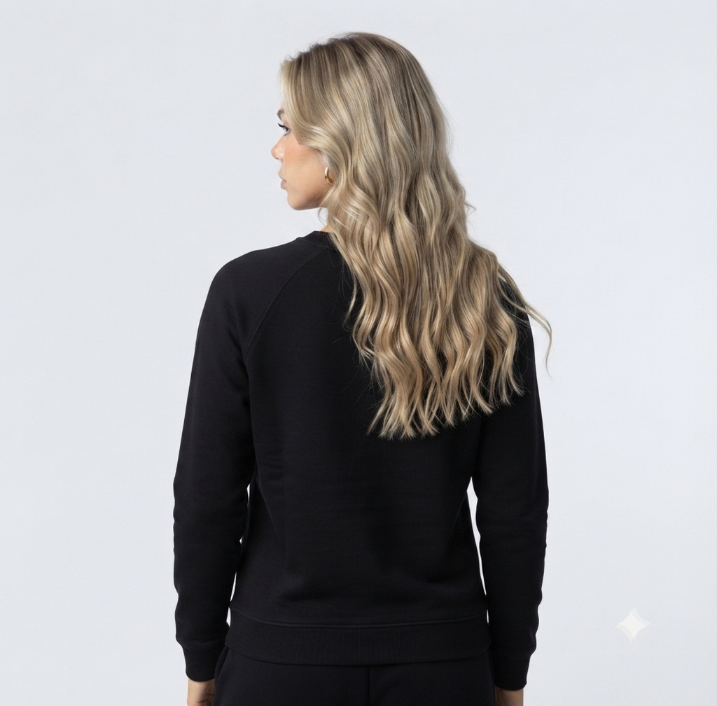 Ninety Minute French Terry Raglan Crewneck – Women’s Large Wordmark (Black)