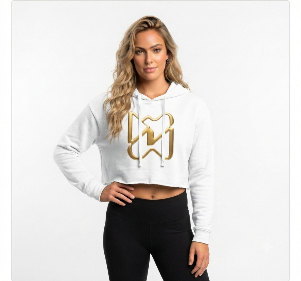 Ninety Minute Women’s Cropped Hooded Sweatshirt (Black/White, Large Icon)