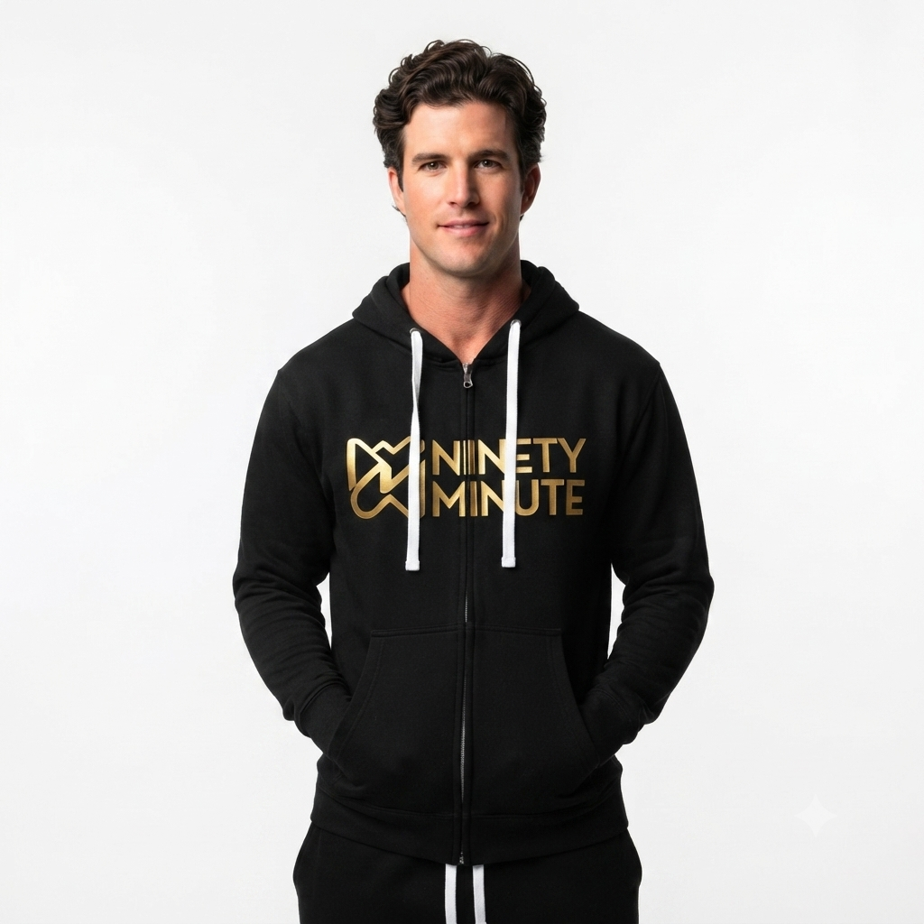 Ninety Minute Heavy Blend™ Full-Zip Hoodie – Men’s Wordmark (Black)