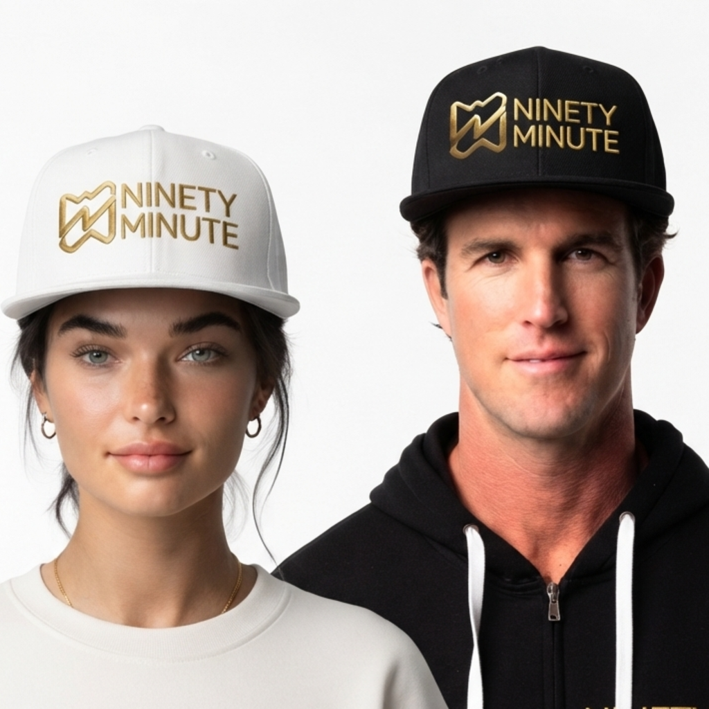 Ninety Minute Unisex Snapback Hat (Black/White)