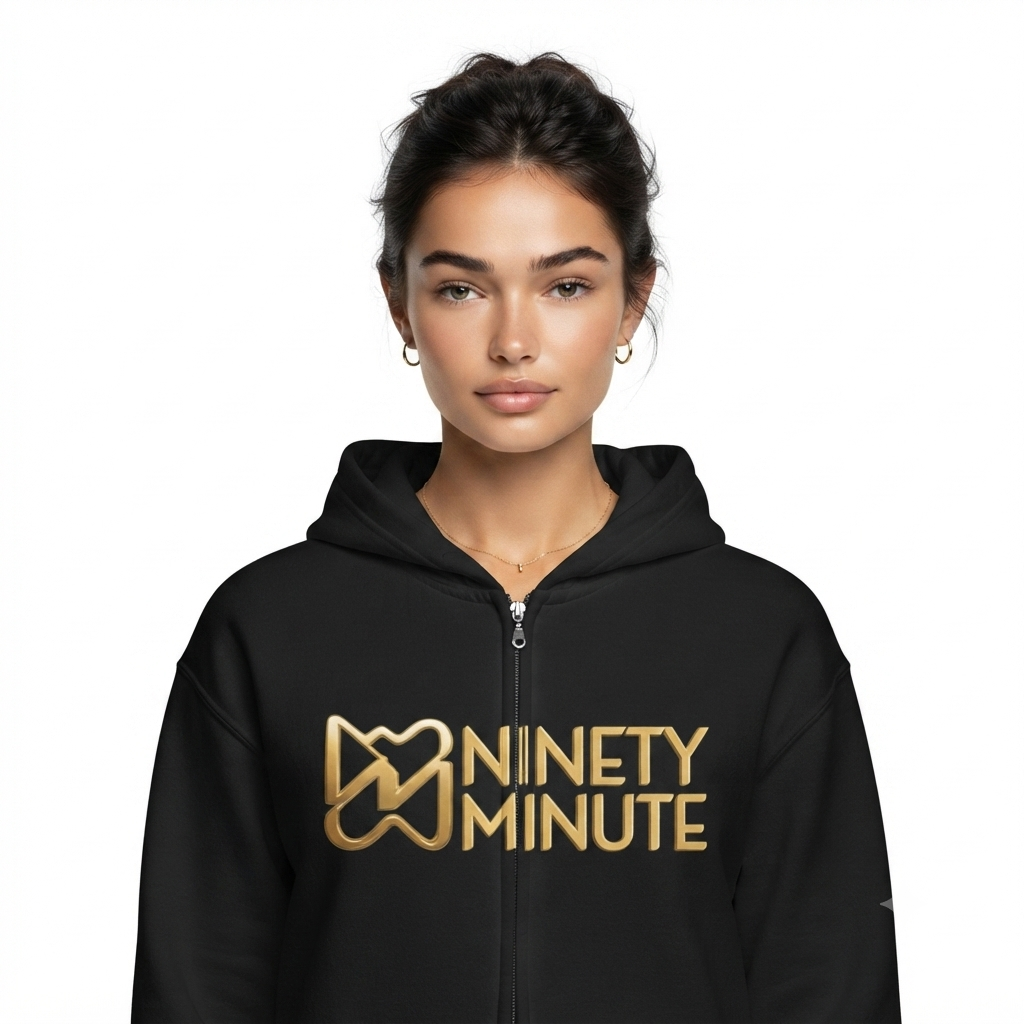 Ninety Minute Heavy Blend™ Full-Zip Hoodie – Women’s Wordmark (Black)