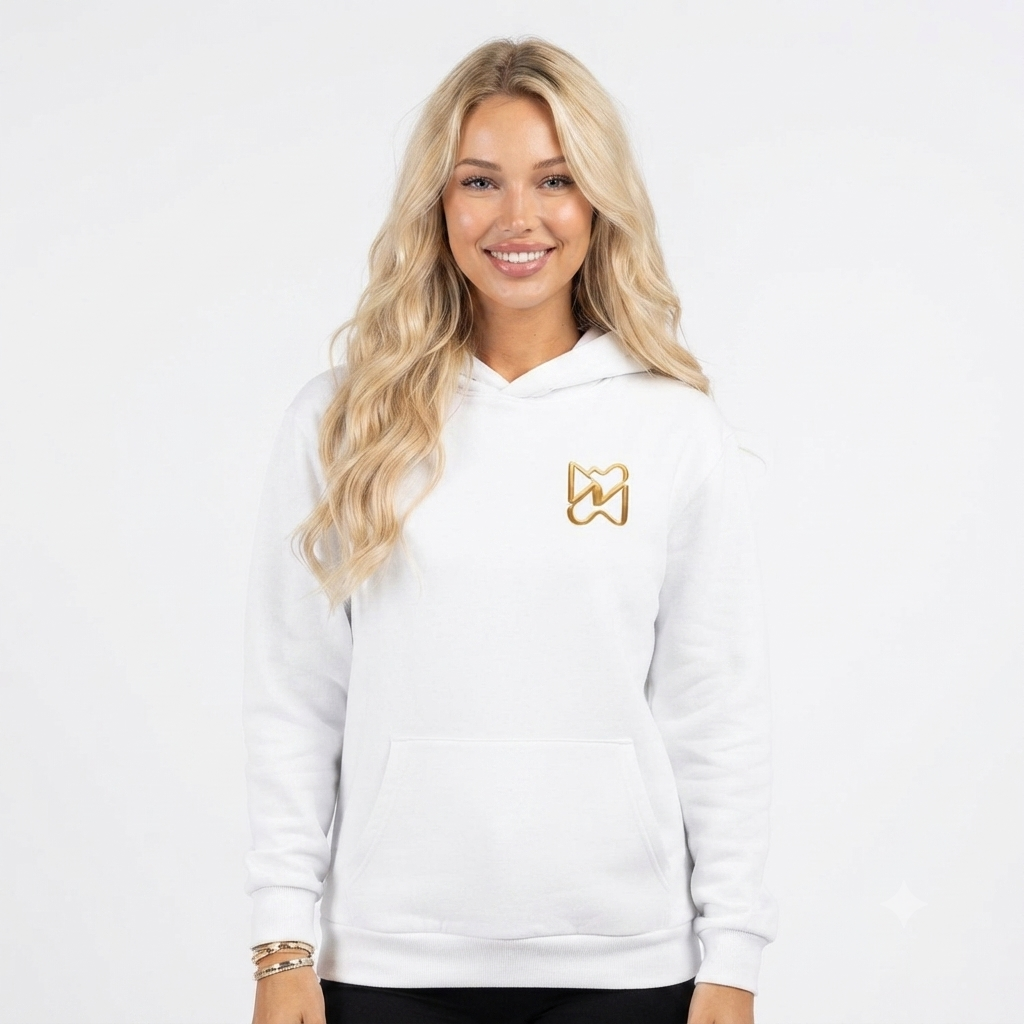 Ninety Minute Women’s Urban Pullover Hoodie (Black/White, Chest Icon)