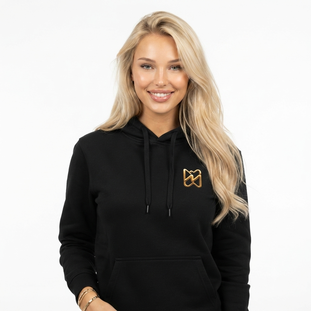 Ninety Minute Women’s Organic Mid-Weight Hoodie (Black/White, Icon Small)