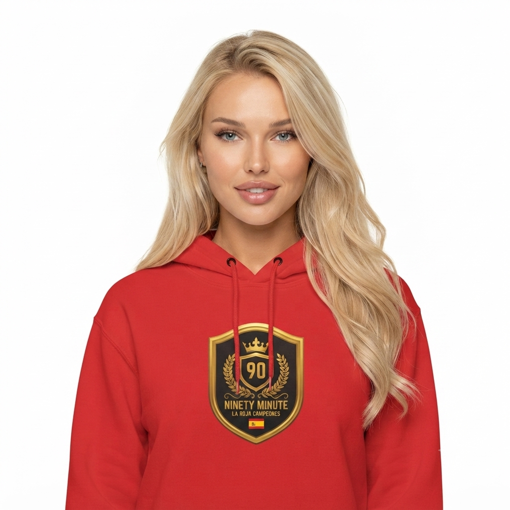 Spain Champions Vintage Crest Hoodie — Gold Shield Badge Graphic