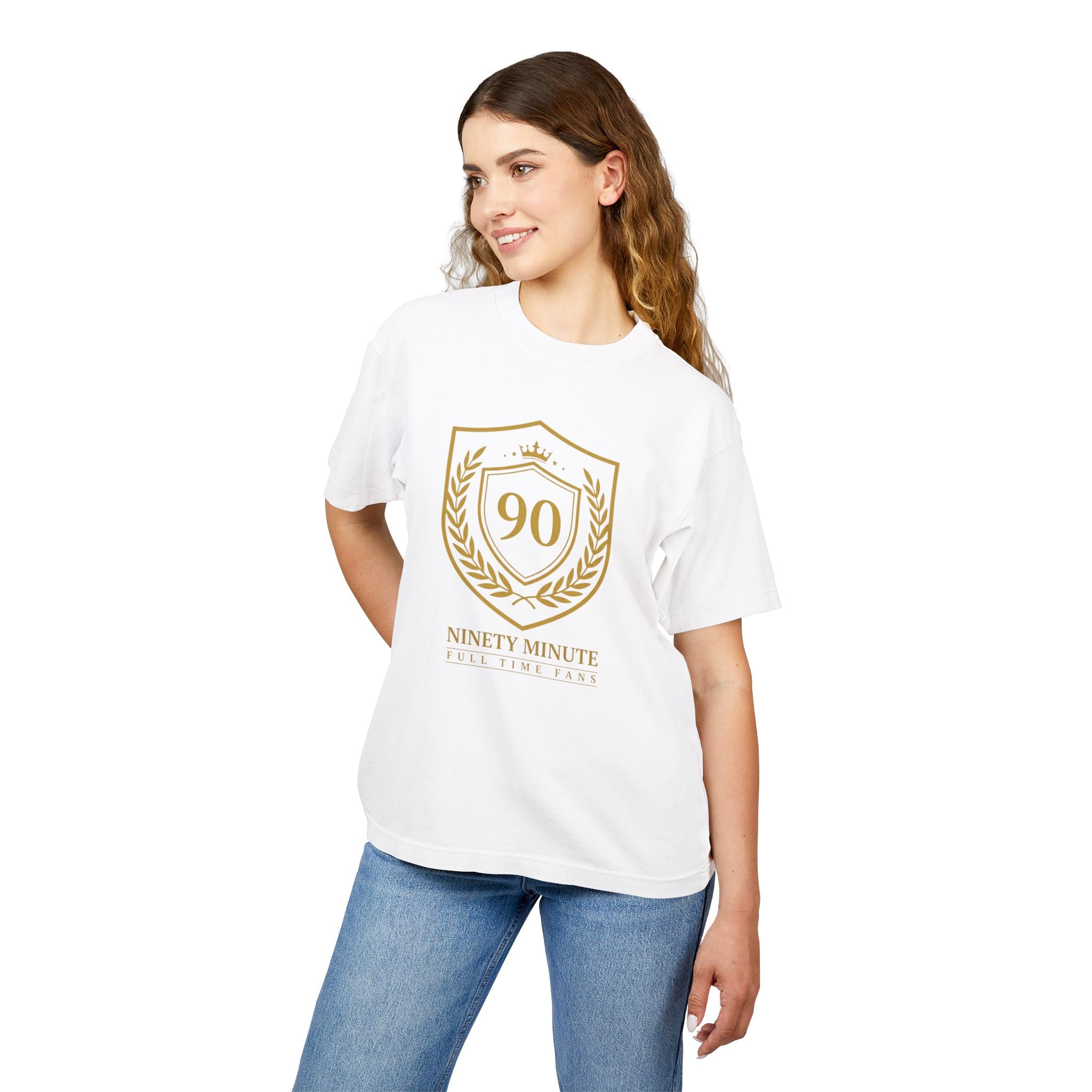 Ninety Minute — Gold Shield Boxy Heavyweight Tee | Full Time Fans