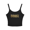 Ninety Minute Women’s Gold Logo Crop Tank Top (Black/White)