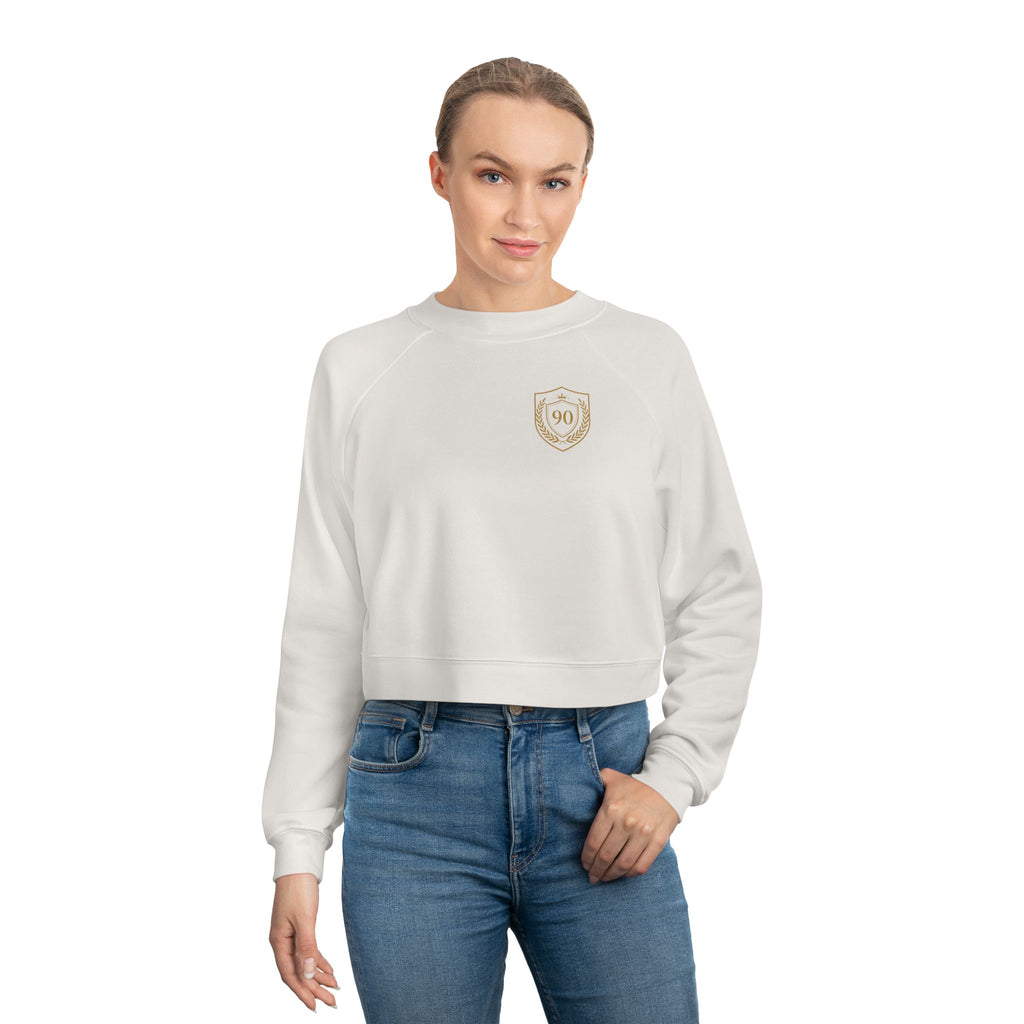 Ninety Minute | Gold Crest Logo Cropped Pullover | Black Women’s Crewneck