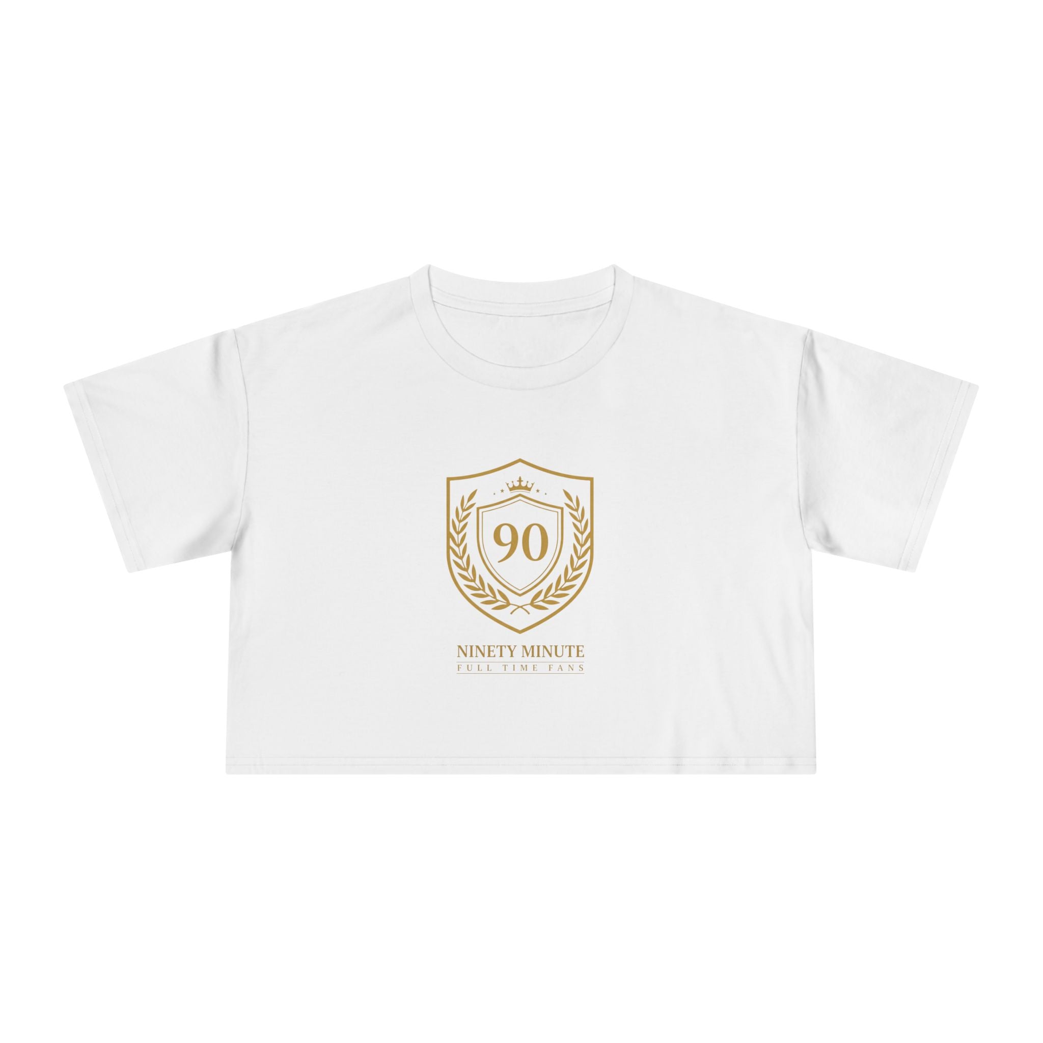 Ninety Minute | Gold Crest Logo Boxy Crop Tee | Women’s Relaxed Crewneck