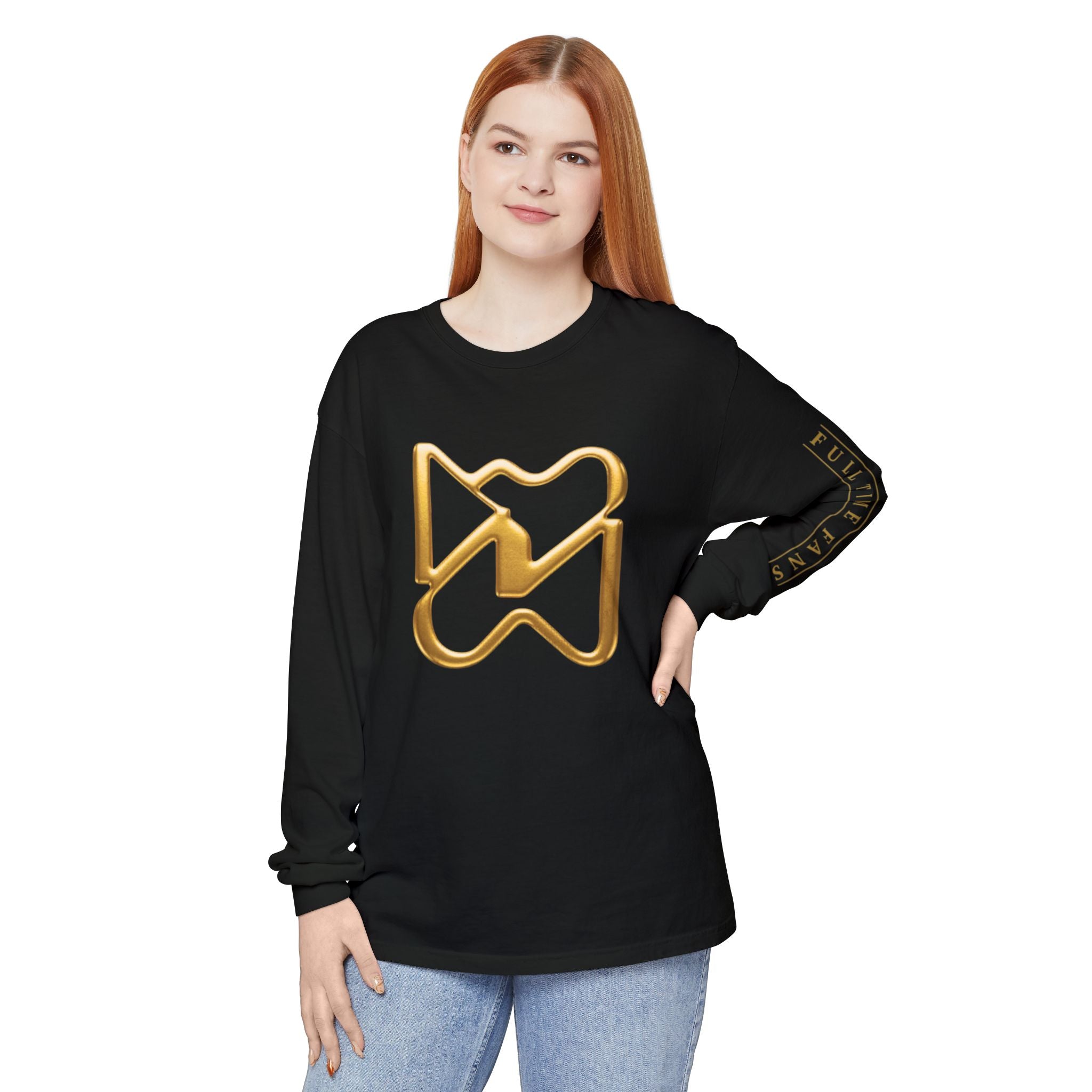 Ninety Minute Full Time Fans Long Sleeve Tee – Women’s Garment-Dyed (Black/White)