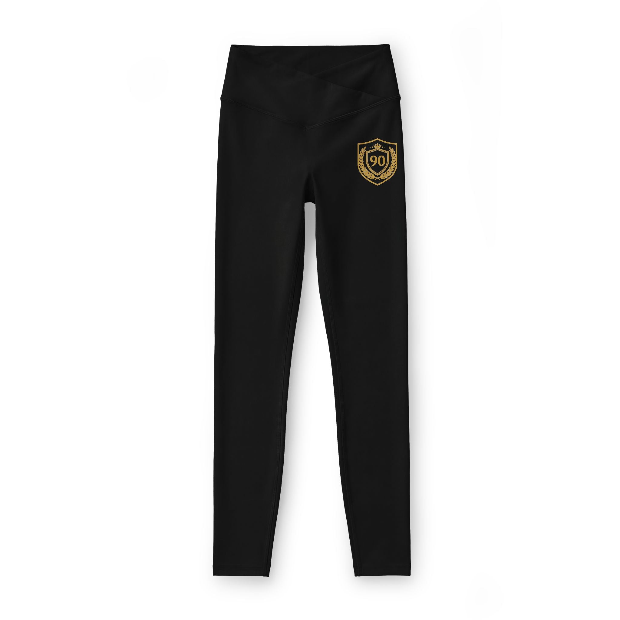 Gold Heart Badge Leggings | Black High-Waist Yoga Pants