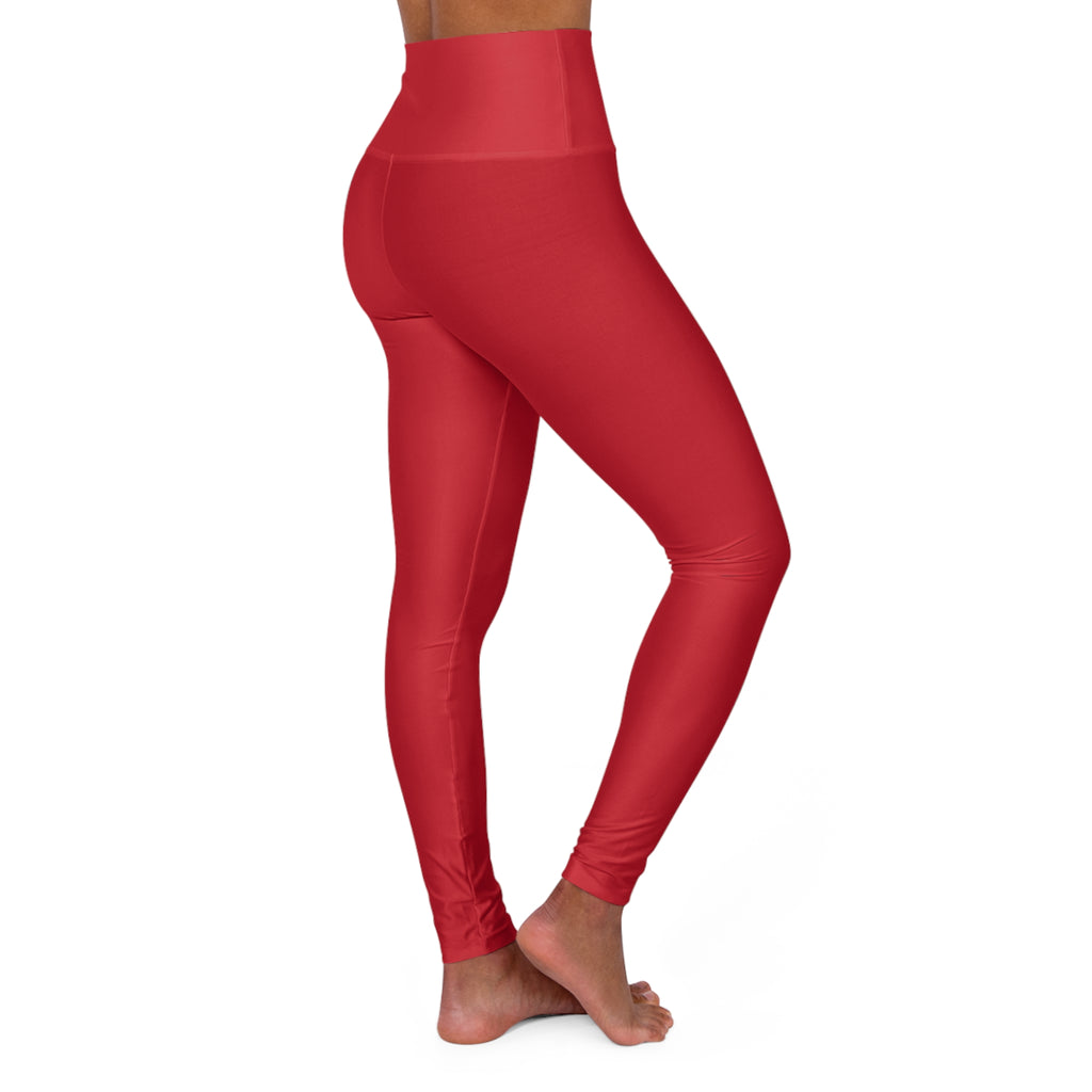 Spain Champions High-Waist Yoga Leggings — Red with Gold Crest