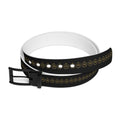 Ninety Minute” Black Crest Belt — Gold Crown & Shield Logo, Black Buckle