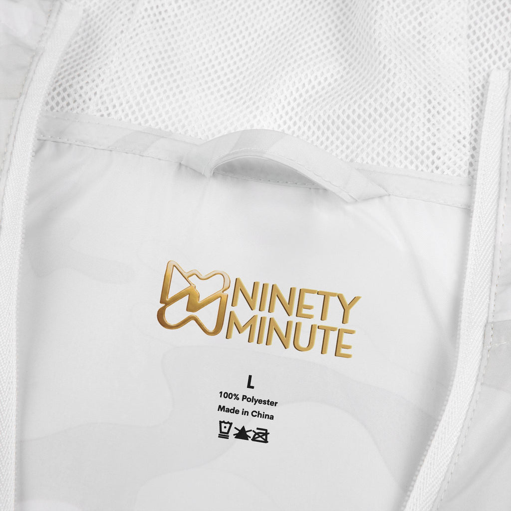 Ninety Minute Windbreaker Jacket – White Camo (Gold Emblem)