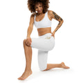 Ninety Minute | Gold Crest Logo Capri Leggings | Women’s Mid-Rise Active Pants - White