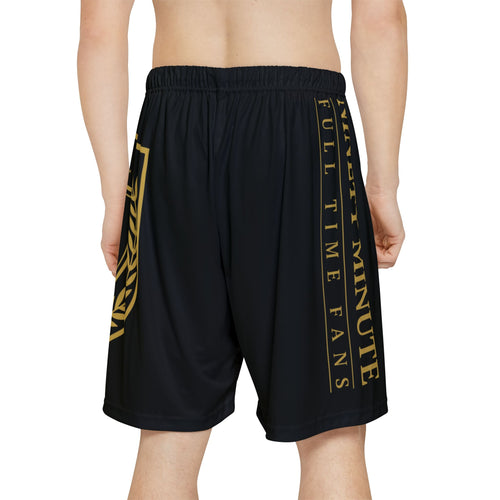 Gold Crest Emblem Sports Shorts | Black Athletic Shorts