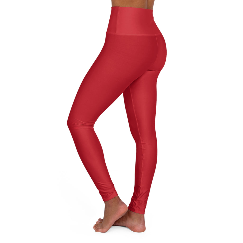Spain Champions High-Waist Yoga Leggings — Red with Gold Crest