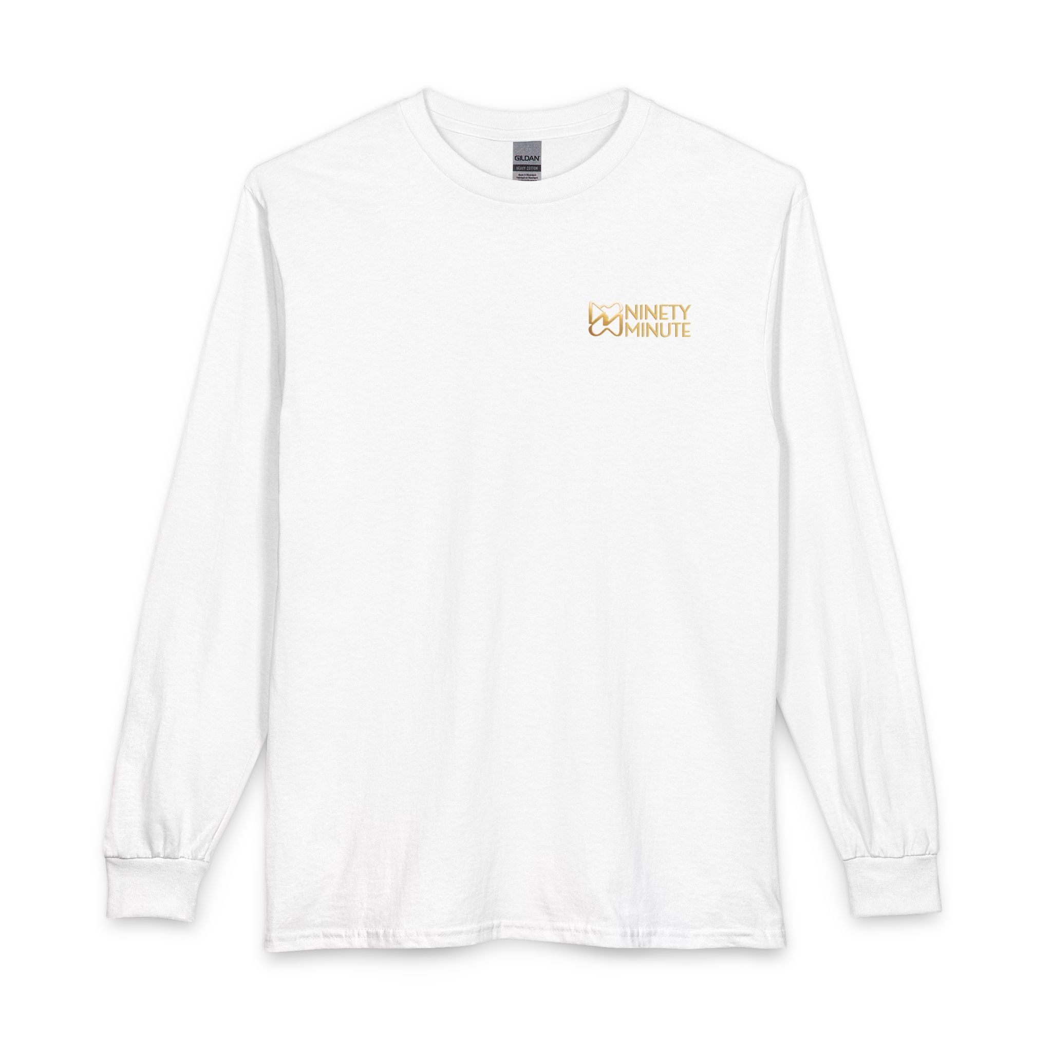 Ninety Minute Women’s Long Sleeve T-Shirt (Black/White, Chest Wordmark)