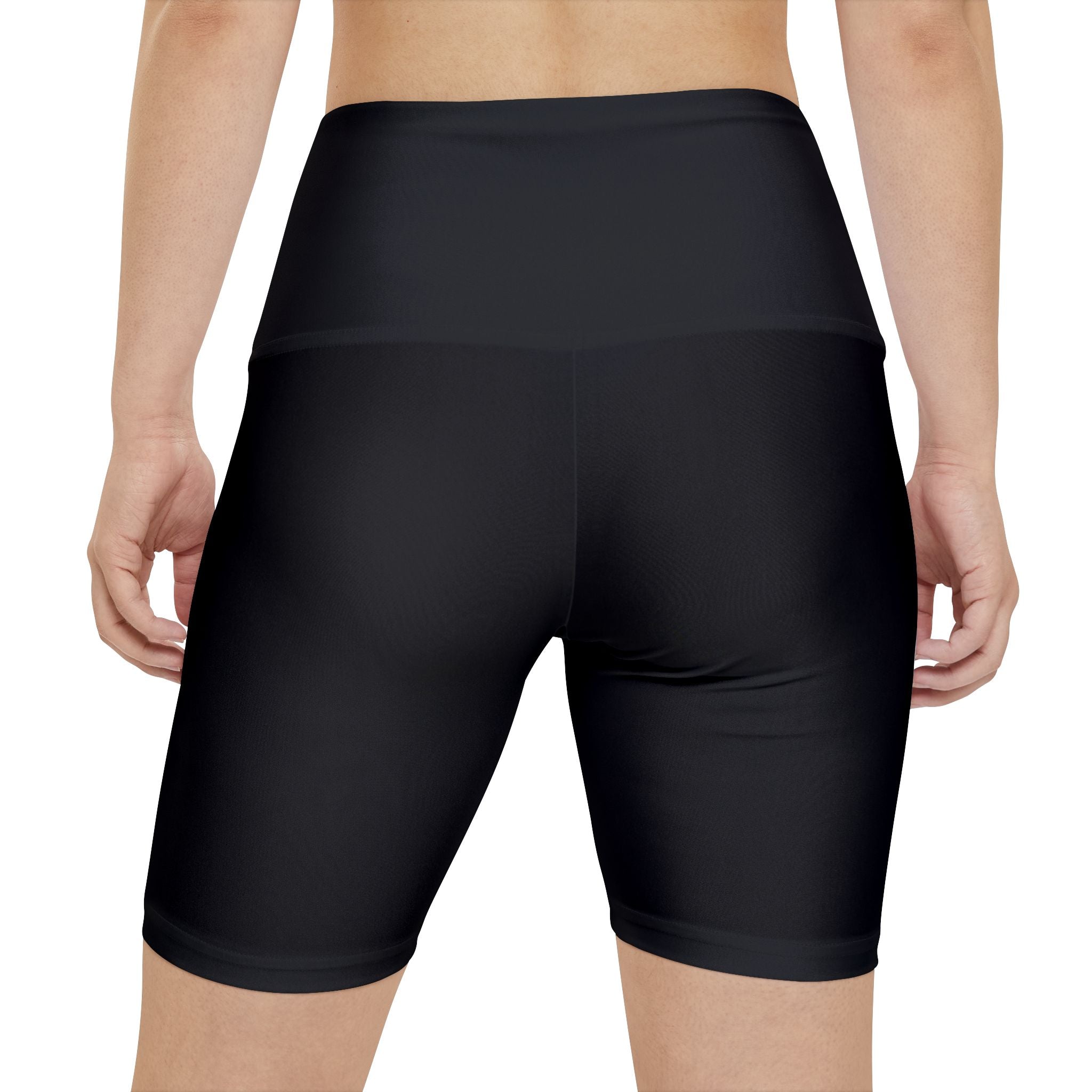 Ninety Minute | Gold Crest Logo Bike Shorts | Women’s High-Waist Workout Shorts - Black