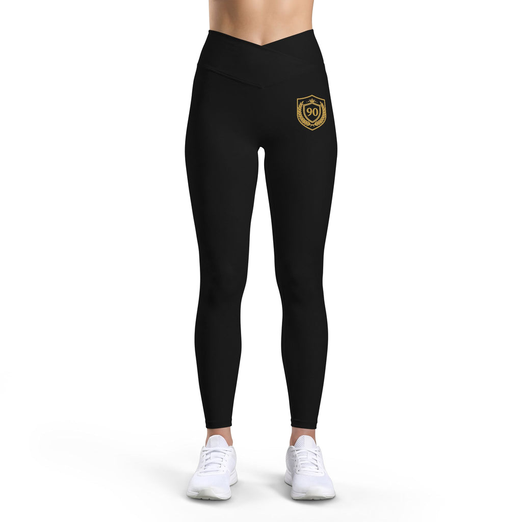 Gold Heart Badge Leggings | Black High-Waist Yoga Pants