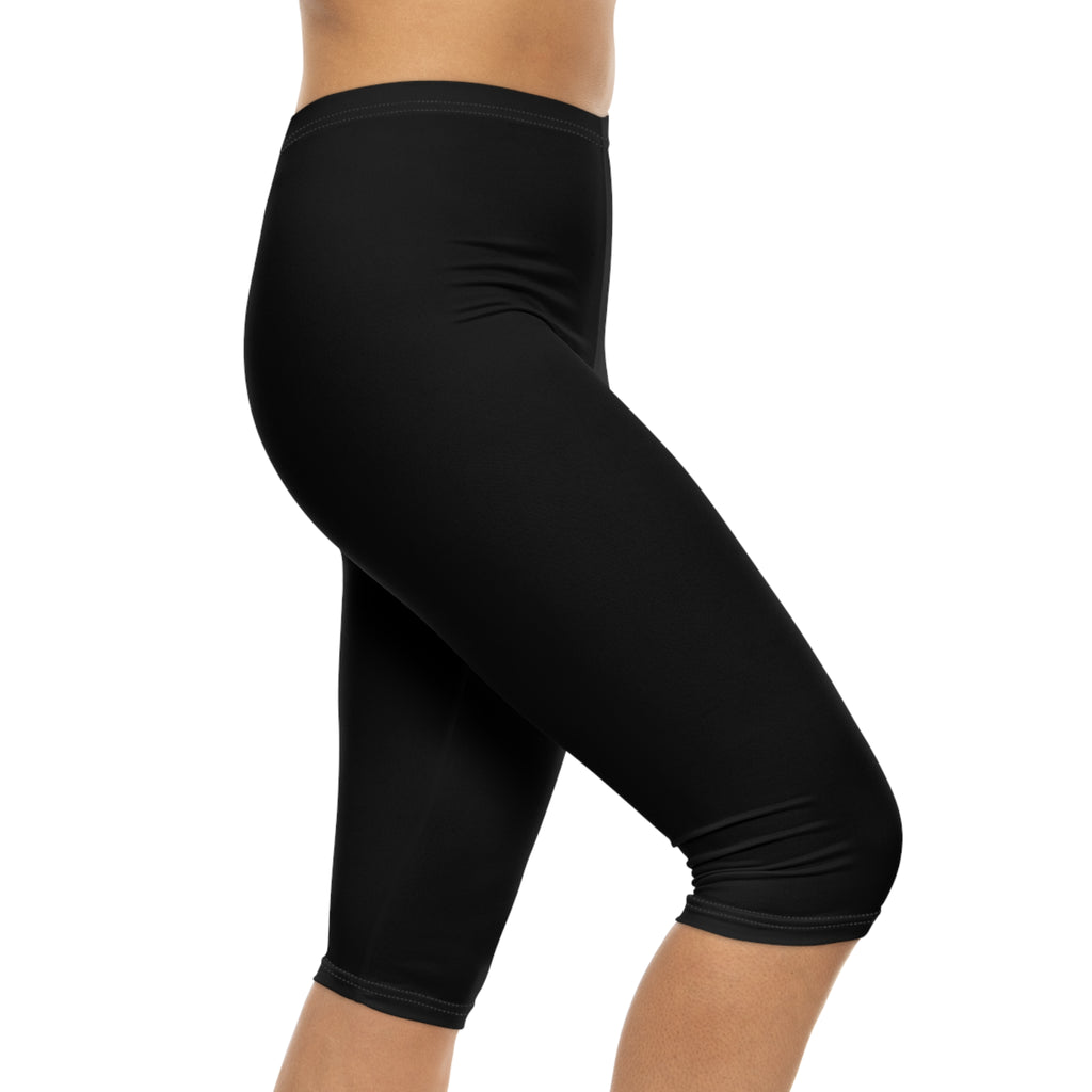 Ninety Minute | Gold Crest Logo Capri Leggings | Women’s Mid-Rise Active Pants - Black