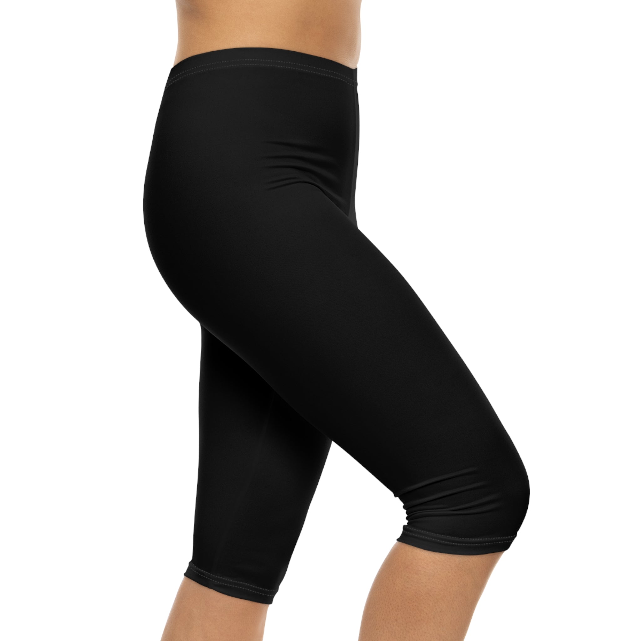 Ninety Minute | Gold Crest Logo Capri Leggings | Women’s Mid-Rise Active Pants - Black