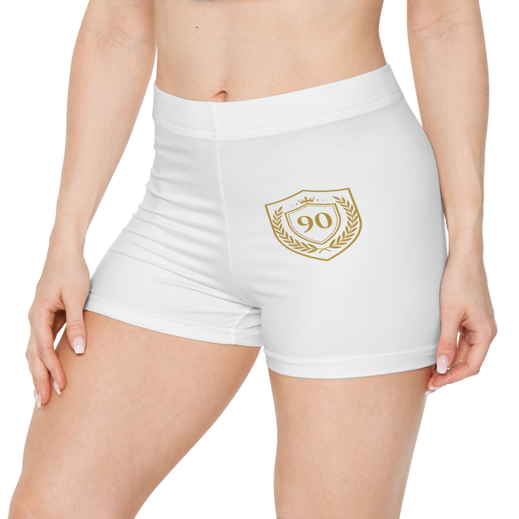 Ninety Minute | Gold Crest Logo Sculpting Shorts | Women’s Active Faux-Suede Shorts - White