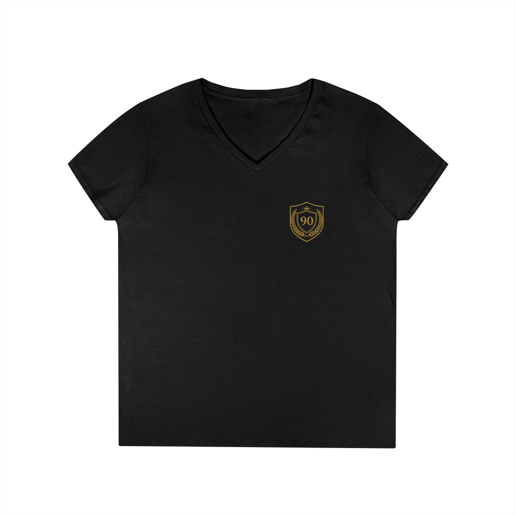 Ninety Minute | Gold Crest Logo V-Neck Tee | Women’s Cotton Crewneck