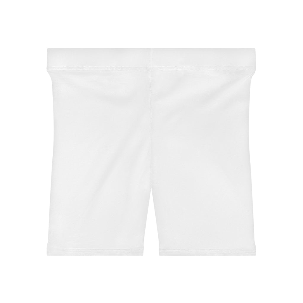 Ninety Minute | Gold Crest Logo Biker Shorts | Women’s Mid-Rise Active Shorts - White