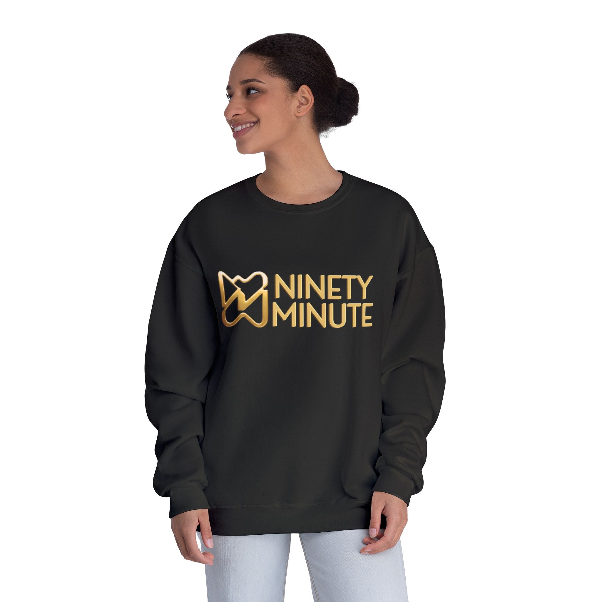 Ninety Minute NuBlend® Crewneck Sweatshirt – Women’s Large Wordmark (Black/White)