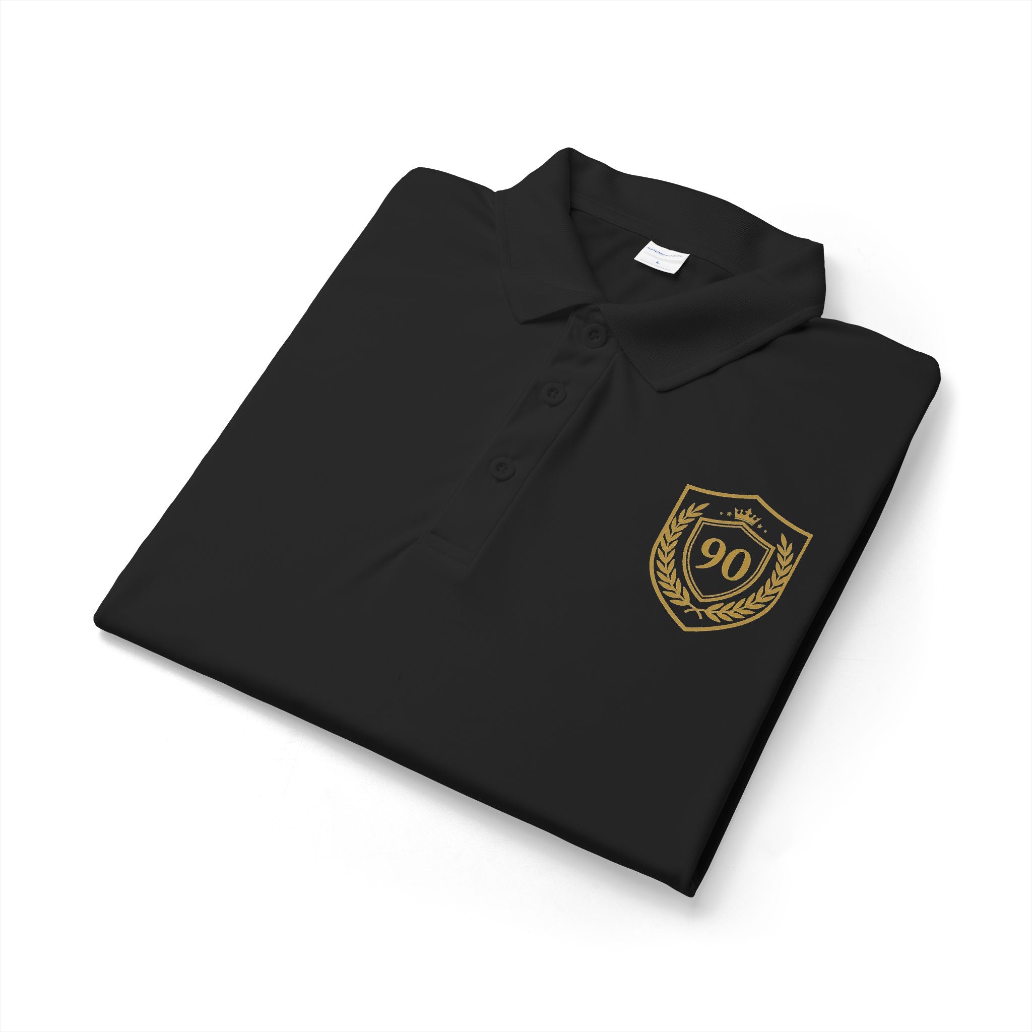 Ninety Minute | Gold Crest Logo Performance Polo | Unisex PosiCharge® Crewneck