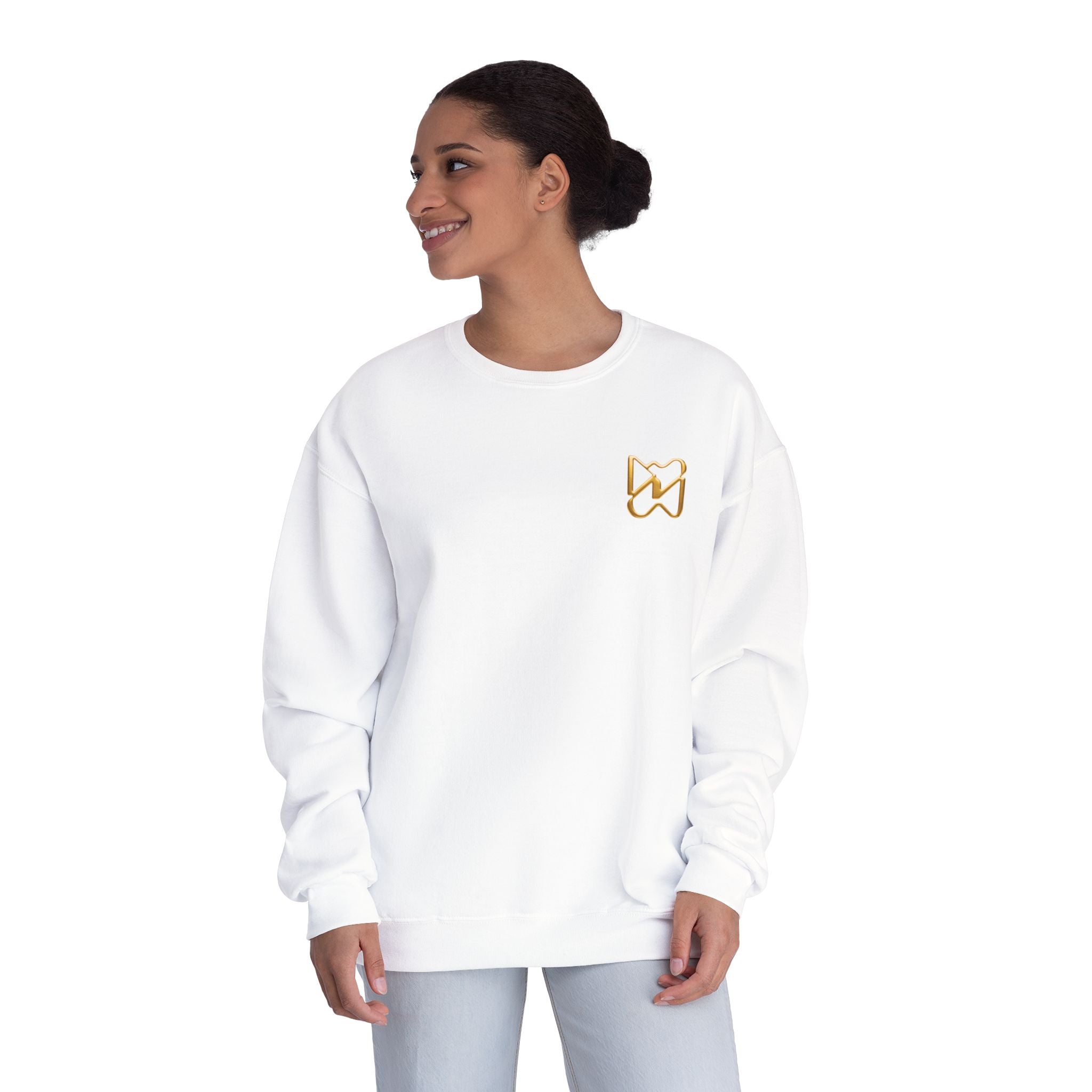 Ninety Minute NuBlend® Crewneck Sweatshirt – Women’s Small Emblem (Black/White)