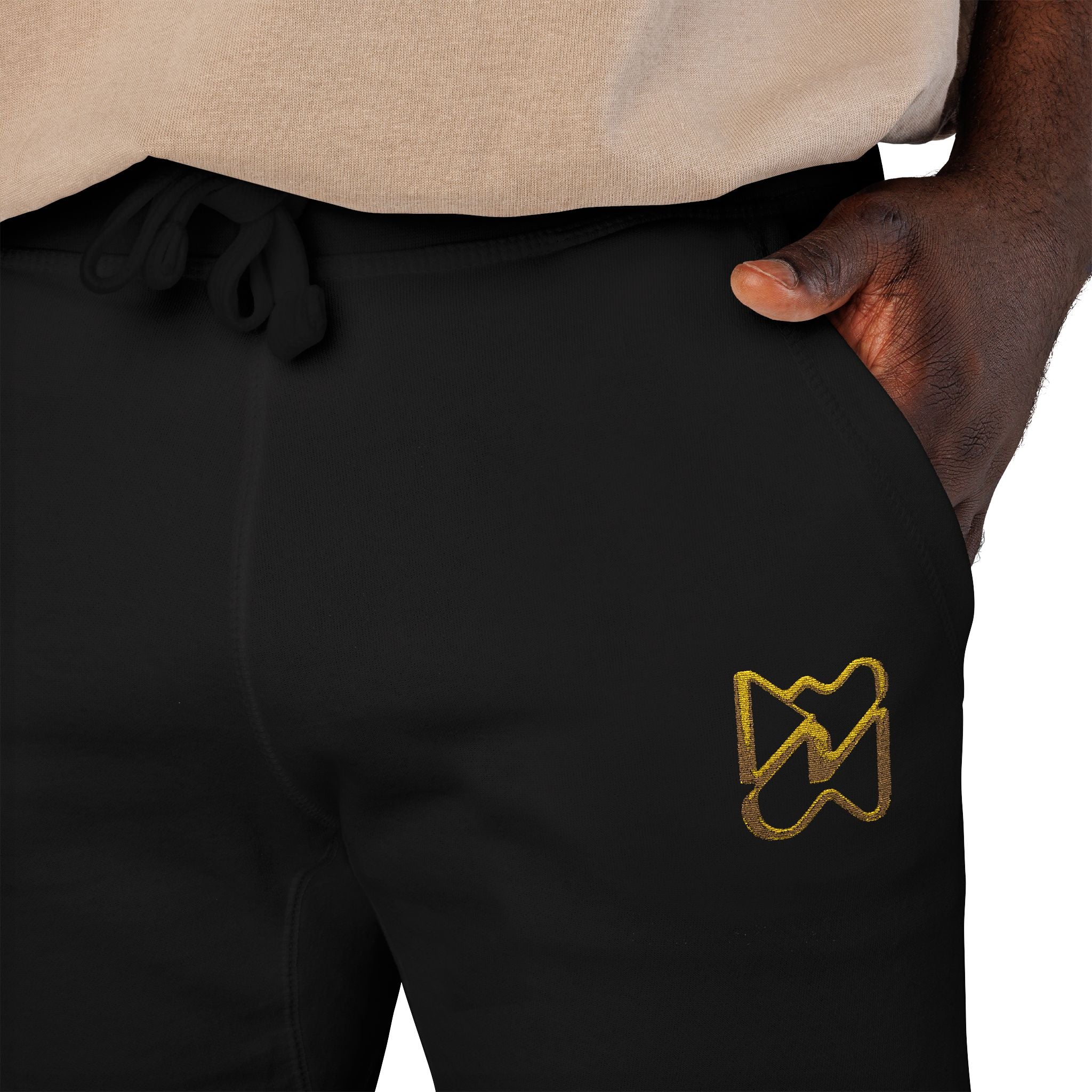 Ninety Minute Men’s Embroidered Fleece Sweatpants (Black/White)