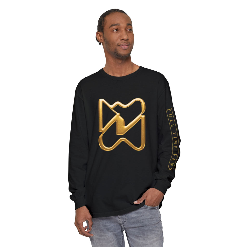 Ninety Minute Full Time Fans Long Sleeve Tee – Men’s Garment-Dyed (Black/White)
