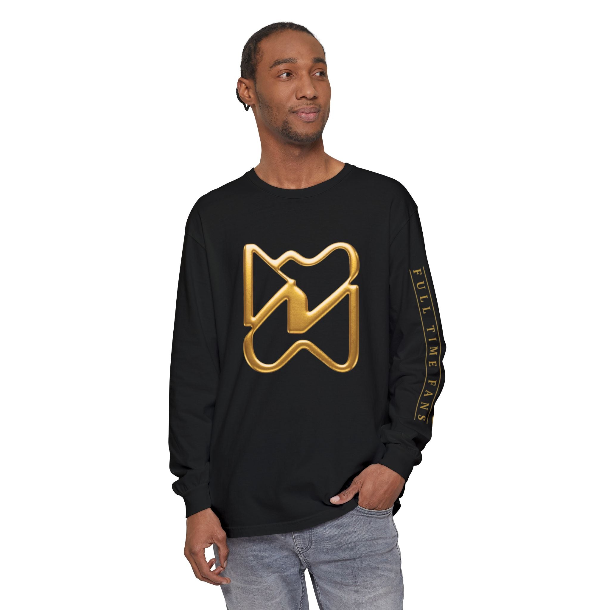 Ninety Minute Full Time Fans Long Sleeve Tee – Men’s Garment-Dyed (Black/White)