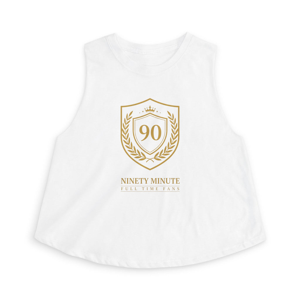 Ninety Minute | Gold Crest Logo Muscle Crop Tank | Women’s Sleeveless Top