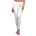 Ninety Minute | Gold Crest Logo Brushed Suede Leggings | Women’s Mid-Rise Skinny Pants - White