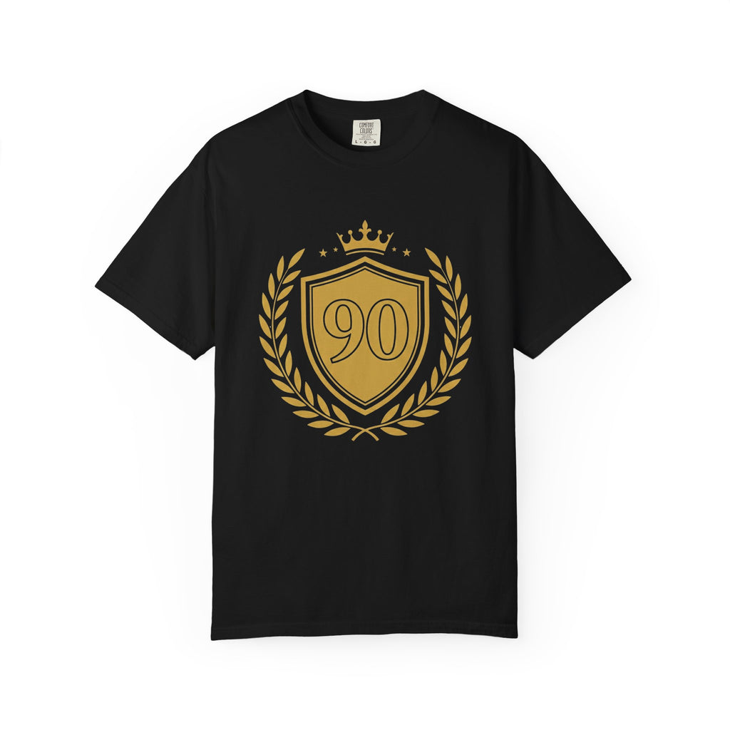 Gold 90 Crest Laurel Shield T-shirt | 90th Anniversary Number Tee - Men
