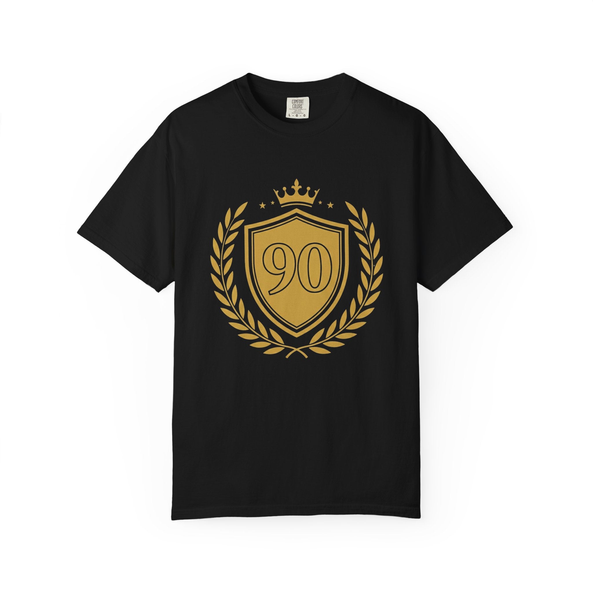 Gold 90 Crest Laurel Shield T-shirt | 90th Anniversary Number Tee