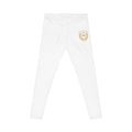 Ninety Minute | Gold Crest Logo Everyday Leggings | Women’s Mid-Rise Stretch Pants - White