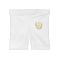 Ninety Minute | Gold Crest Logo Biker Shorts | Women’s Mid-Rise Active Shorts - White