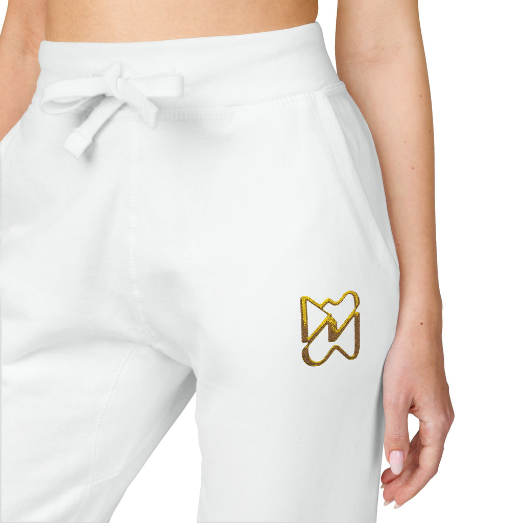 Ninety Minute Women’s Fleece Embroidered Sweatpants (Black/White)