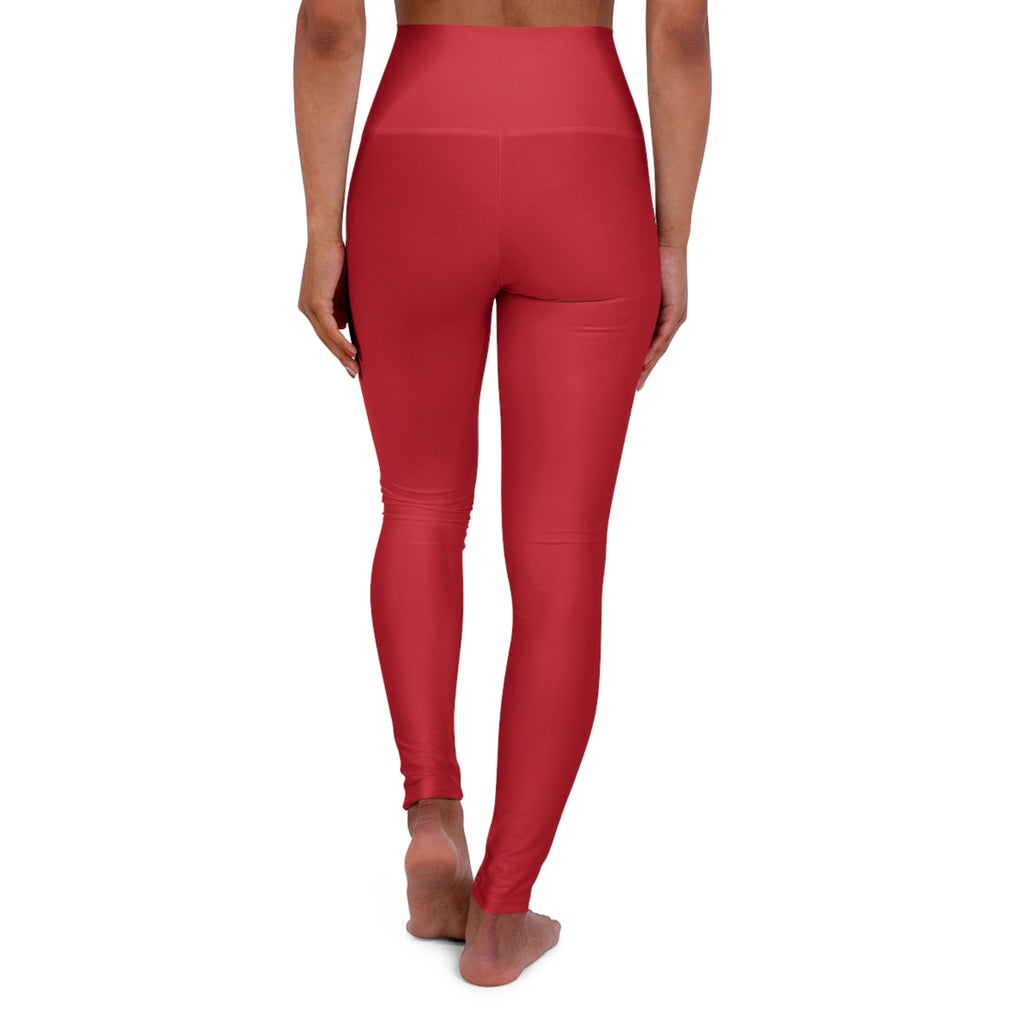 Spain Champions High-Waist Yoga Leggings — Red with Gold Crest