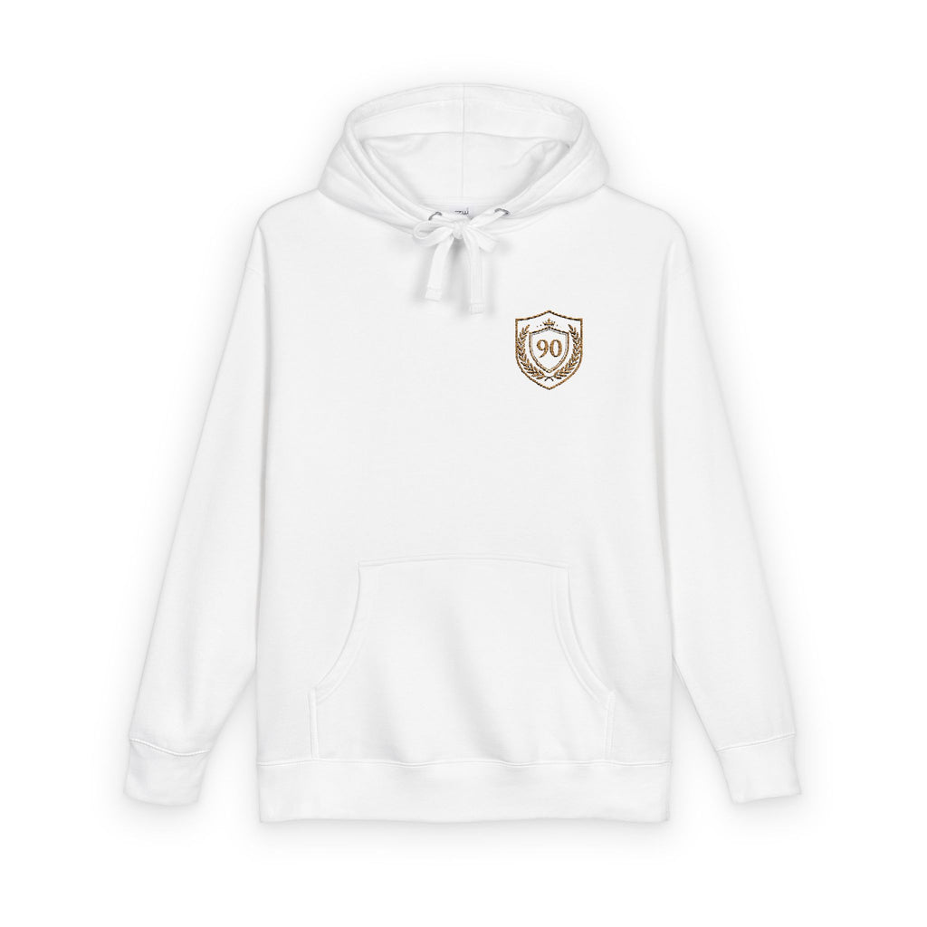 Ninety Minute | Gold Crest Logo Pullover Hoodie | Unisex Fleece Sweatshirt